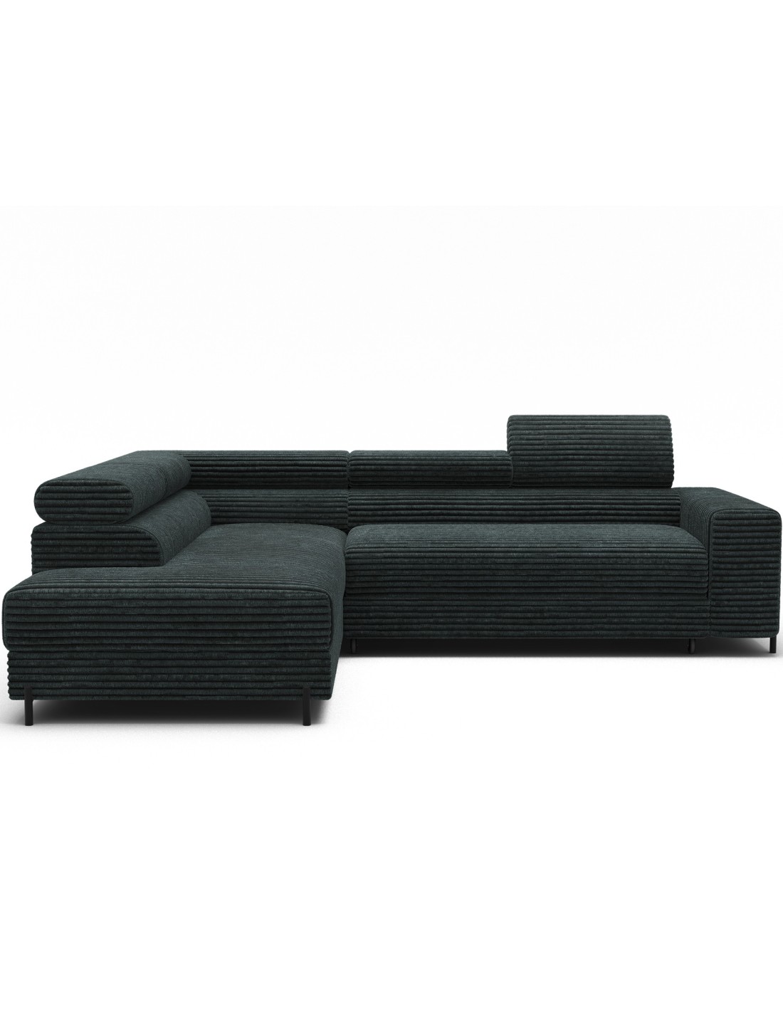 Canapé D'Angle Colesia Convertible 5 Places Vert Foncé Velours Côtelé - Gauche - 274x200cm