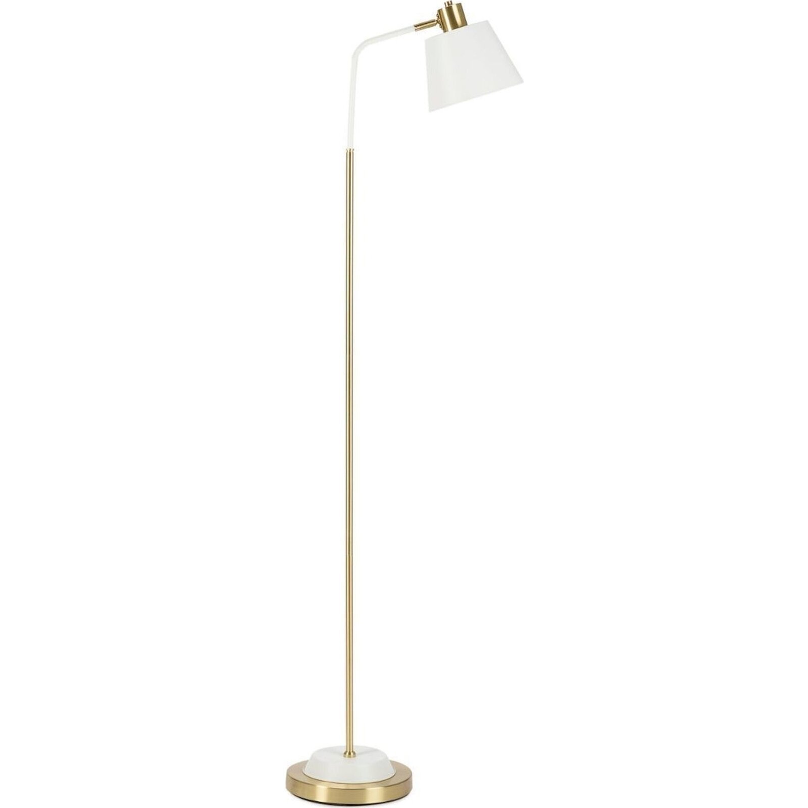 Lampadaire Vintage Métal Blanc Effet Mat Et Touches Dorées - Blanc Mat Et Doré Élégant