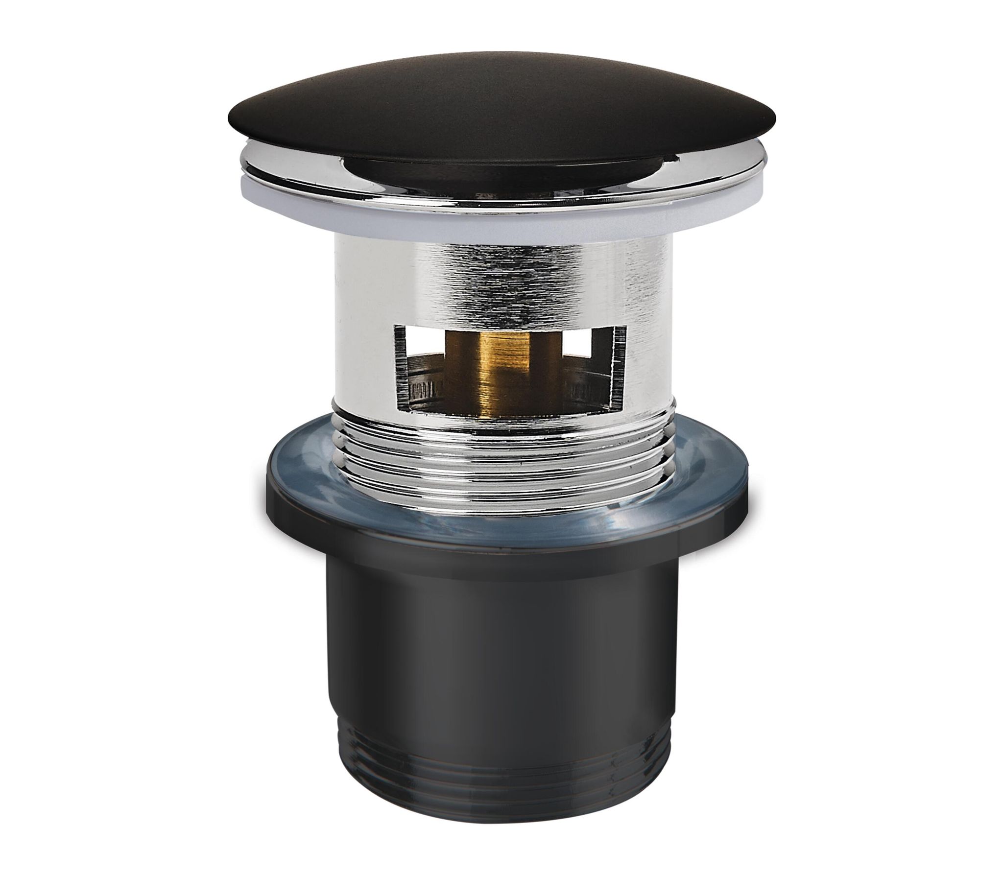 Wirquin - Bonde De Lavabo Design En Laiton Avec Trop-plein 80 Mm Et Quick-clac 30722855, Noir
