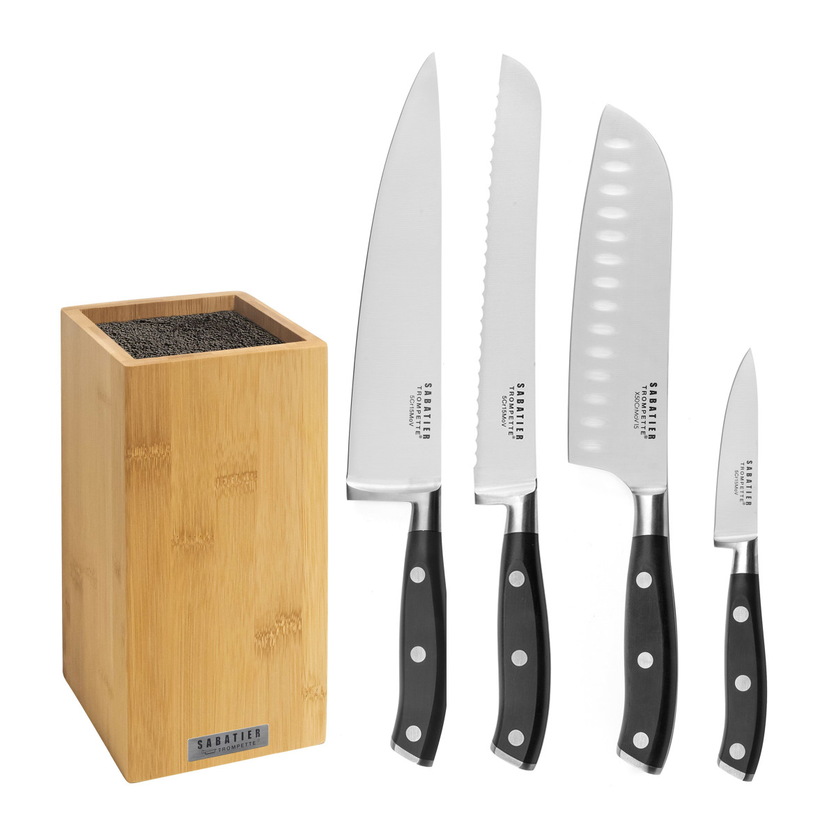 Vulcano - Bloc Bambou 4 Couteaux De Cuisine