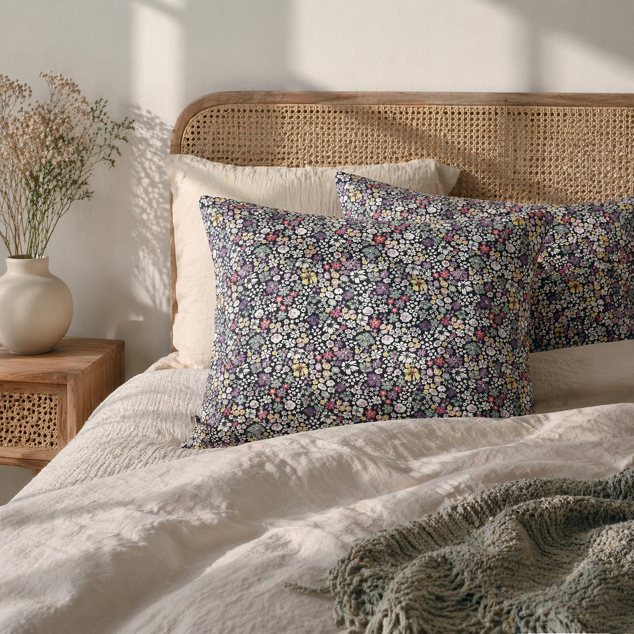 Lot De 2 Taies D'oreiller 60 X 60 Cm - Gaze De Coton Imprimée - Malia Floral