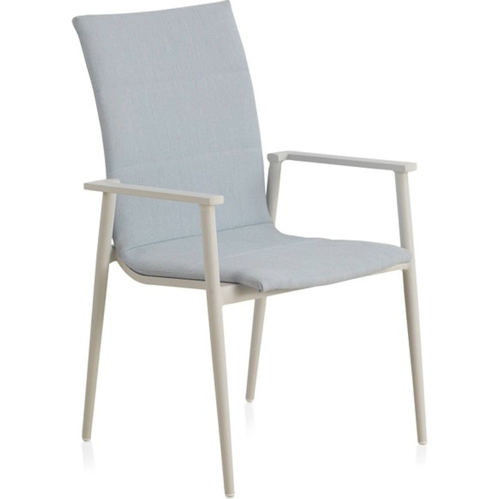 X4 Fauteuil Aluminium Blanc Assise Bleu Clair Confort Extérieur Empilable - Bleu Clair Et Blanc Lumineux