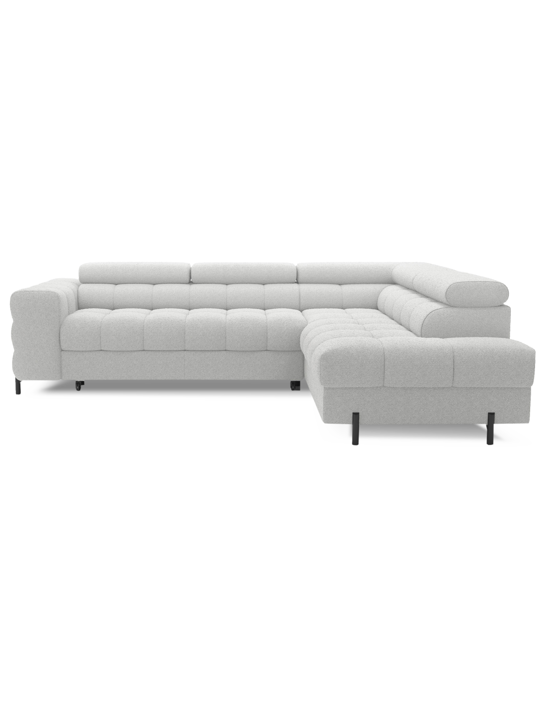 Canapé D'Angle Droit Ferrum Gris Clair Avec Coffre Avec Têtières 276x93x200cm