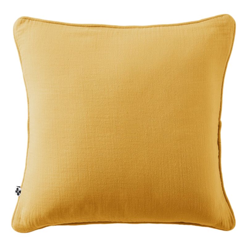 Coussin Déhoussable Avec Passepoil "gaïa" 45 X 45 Cm "gaze De Coton" L'Effet Papillon - Gaia Safran -