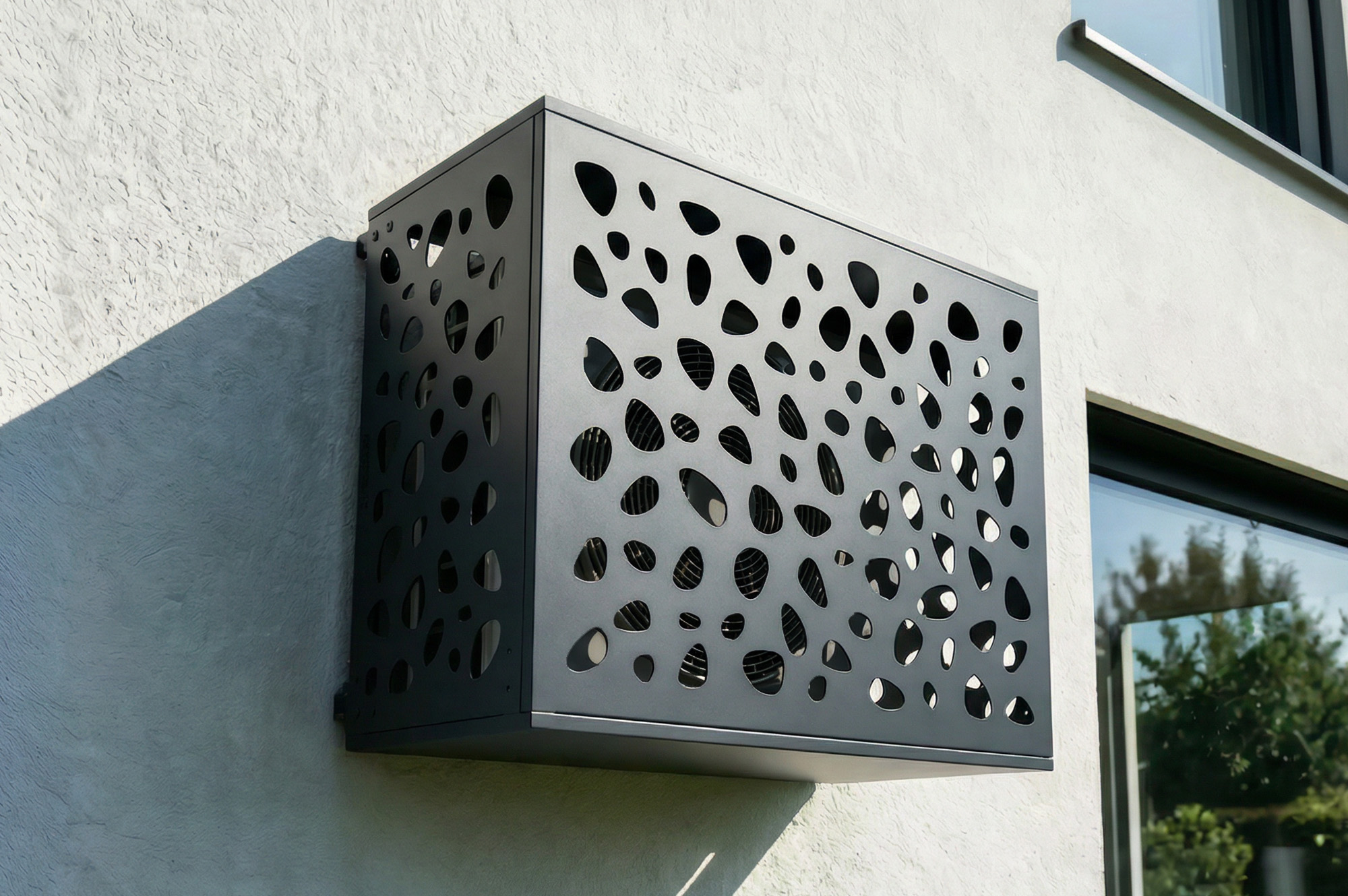 Cache Clim & Pompe À Chaleur Aneto Sunny Aluminium Gris Avec Face Inférieure - Taille M