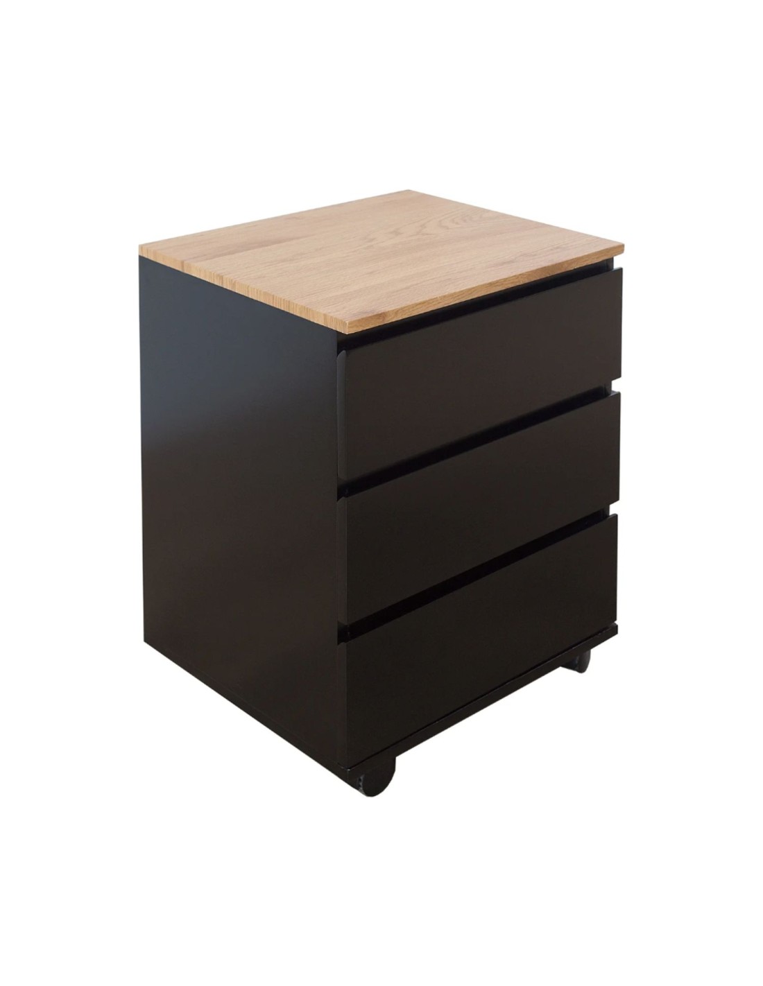 Caisson De Bureau Zentor 3 Tiroirs Sur Roulettes - Noir Et Aspect Bois - 46 X 63 X 40 Cm