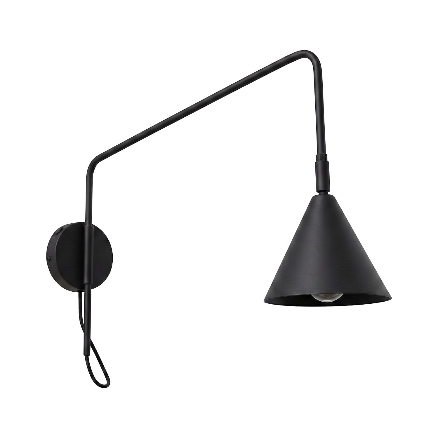 Applique Murale Moderne Noire À Abat-jour Conique Sur Bras, Interrupteur, 1xe14 10w Nox Sollux Lighting
