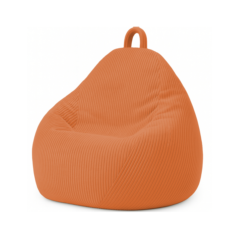 Pouf Poire Déhoussable Velours Côtelé - 80x70 Cm Terracotta