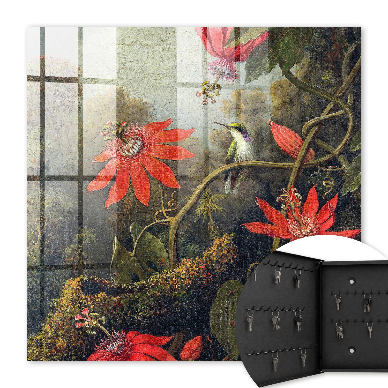 Armoire À Clés - (30 Cm X 30 Cm) - Boîte À Clés Murale - Coffret De Rangement Pour Clés - Couleur Noire - Ouverture Vers La Gauche - Pour Maison Et Bureau - L'Exotisme De La Nature