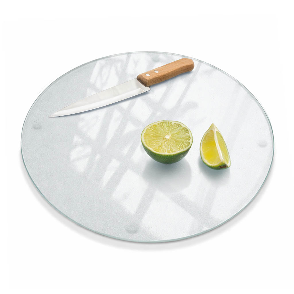 Planche À Découper Ronde En Verre Dépoli Cuisine Avec Pieds Antidérapants Pour Découpe Et Hachage Résistante Chaleur Surface Mate Durable Fi 40 Cm