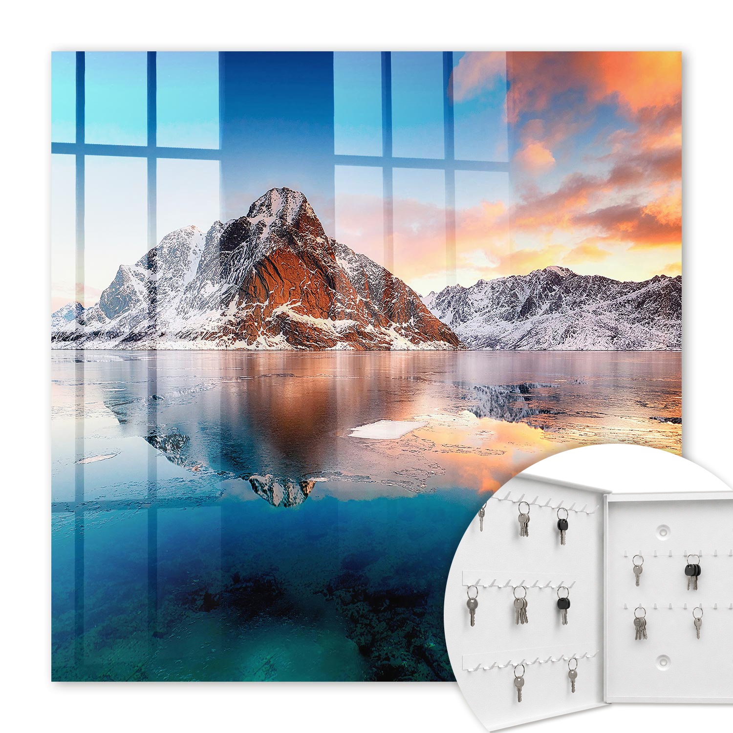 Armoire À Clés - (30 Cm X 30 Cm) - Boîte À Clés Murale - Coffret De Rangement Pour Clés - Couleur Blanche - Ouverture Vers La Gauche - Pour Maison Et Bureau - Harmonie Des Montagnes