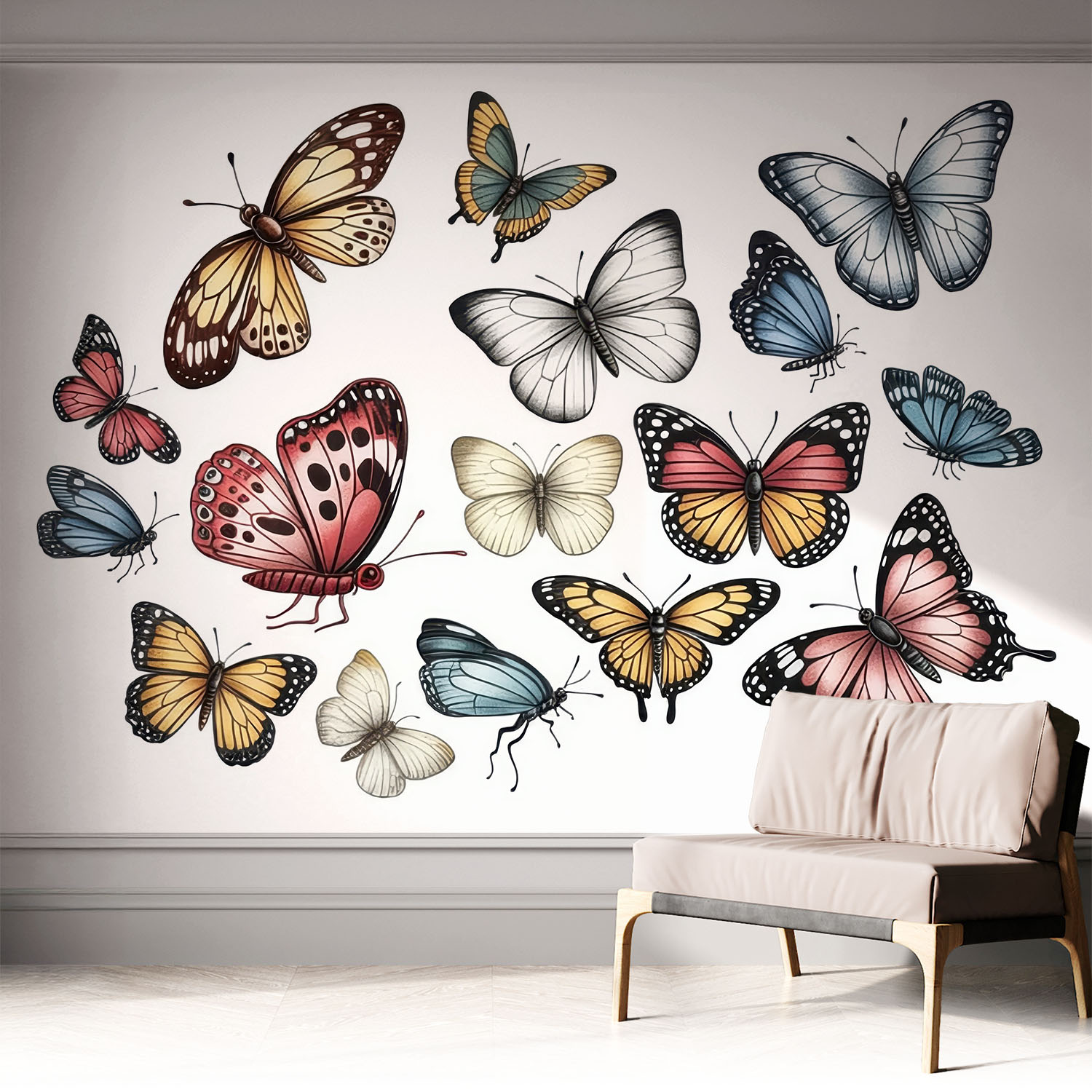 Papier Peint Autocollant Avec Imprimé Pour Intérieur Moderne Application Facile A Motif Papillons Paradisiaques 312x219 Cm