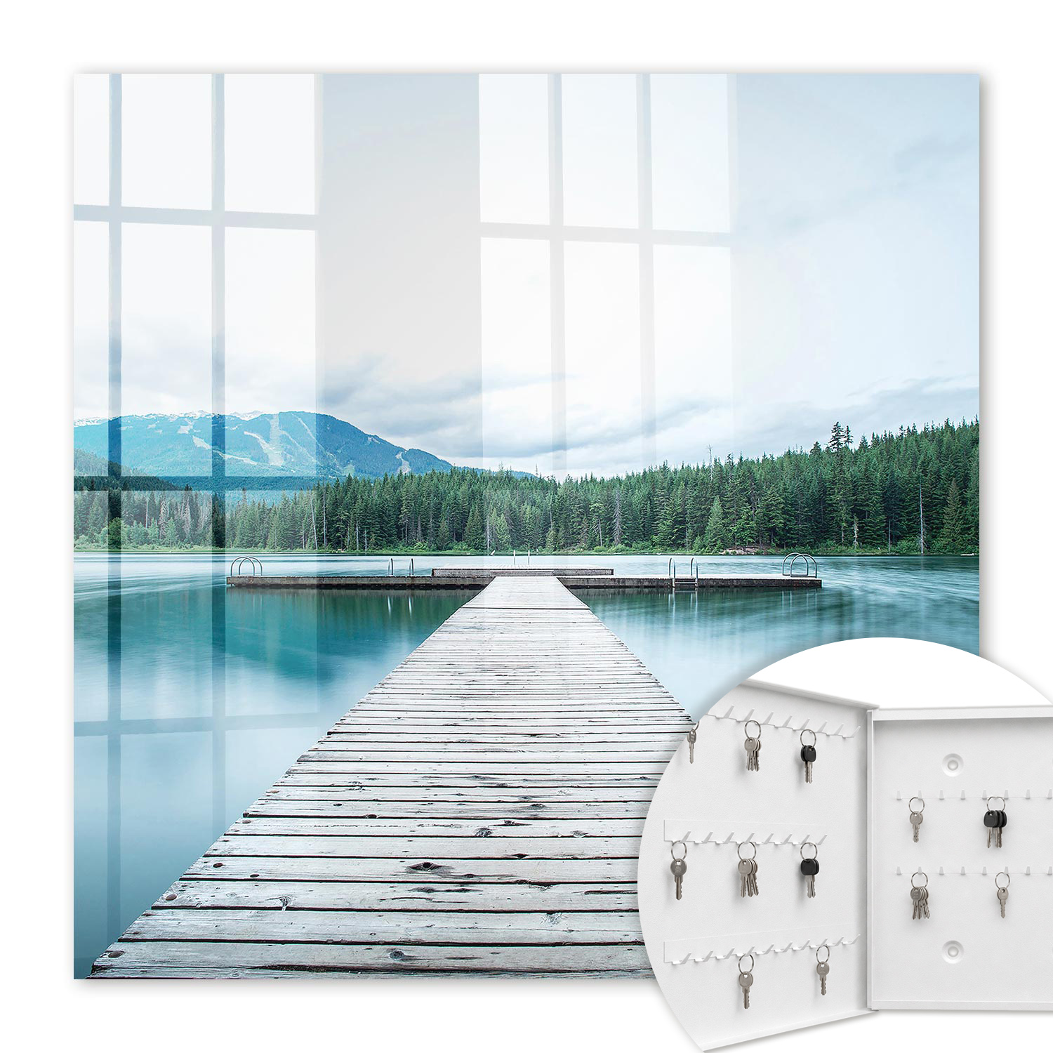 Armoire À Clés - (30 Cm X 30 Cm) - Boîte À Clés Murale - Coffret De Rangement Pour Clés - Couleur Blanche - Ouverture Vers La Gauche - Pour Maison Et Bureau - Lac De La Tranquillité