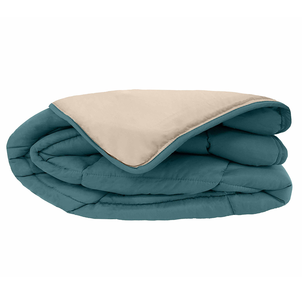 Couette Chaude Microfibre Bicolore 400 Gr/m2 Bleu Paon 240x260 Cm
