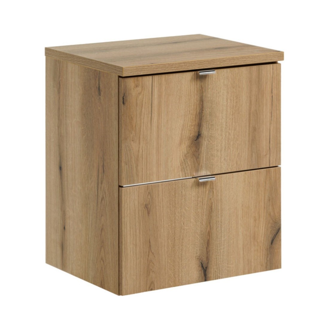 Ensemble De Salle De Bain Suspendu Vano Aspect Chêne 50cm: Meubles Sous Vasque À Tiroirs + Plan Pour Vasque