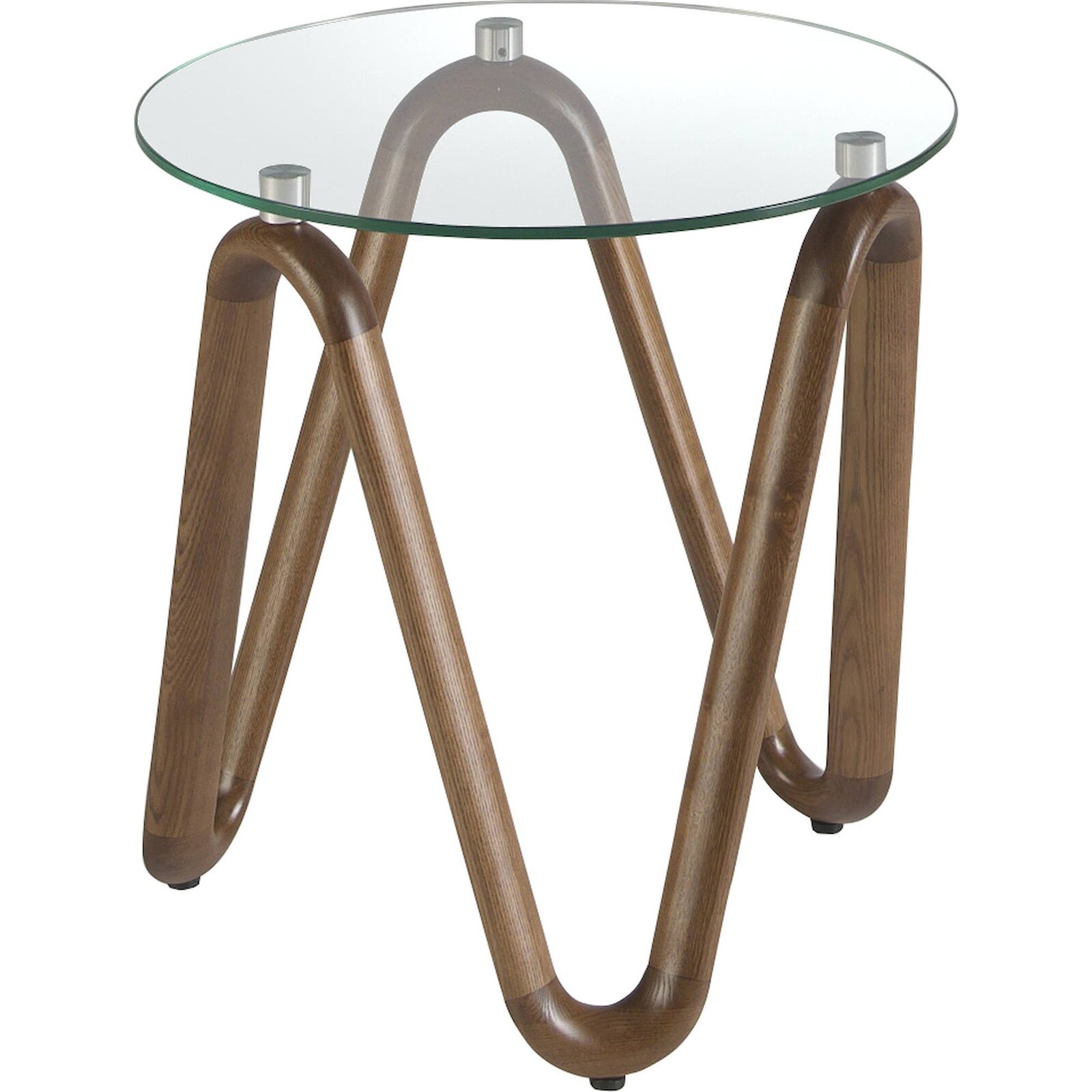 Table D'Appoint Design Verre Et Bois Angel Cerda - Verre Trempé Et Bois Noyer