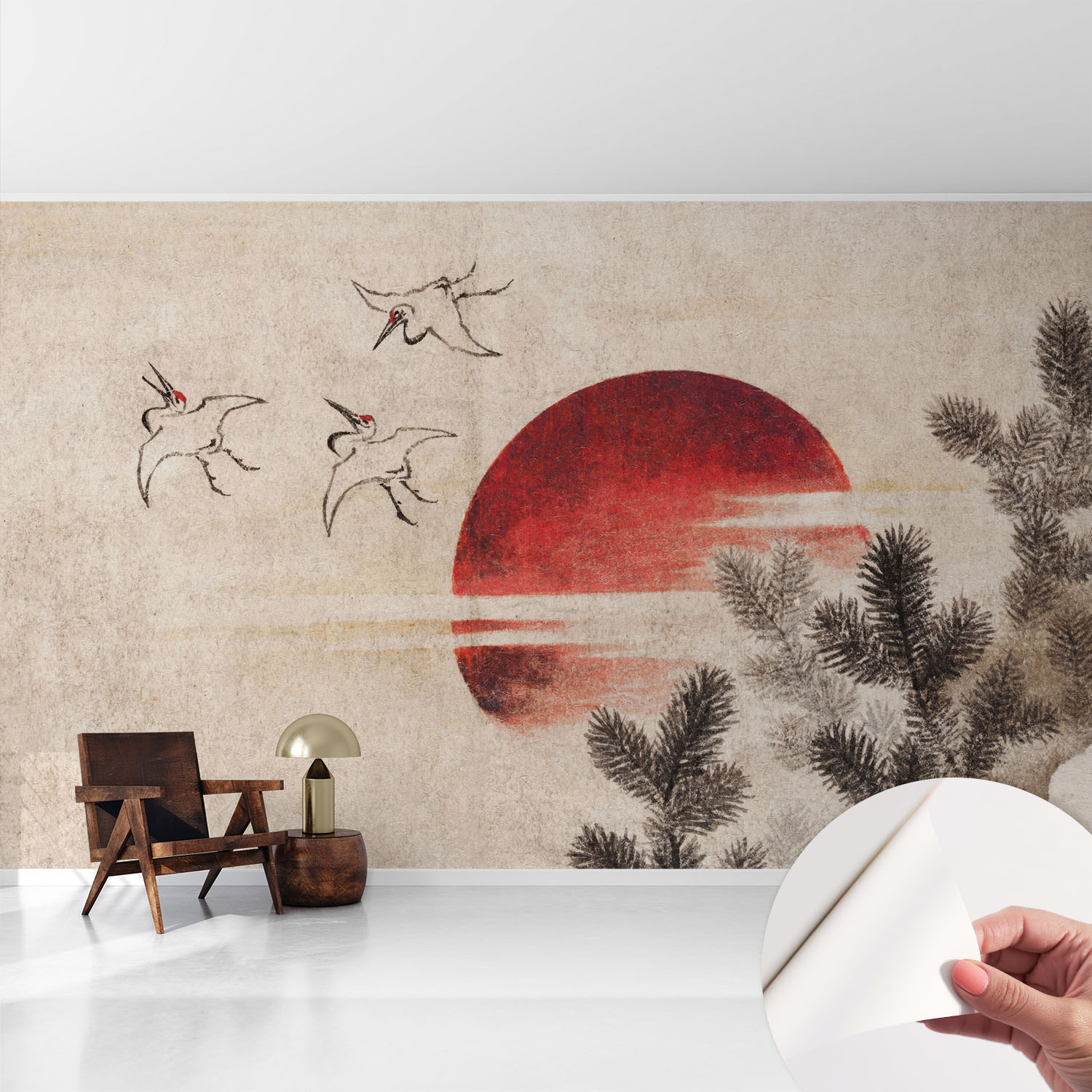 Tapete Adhésive Moderne Pour Salon Et Chambre À Coucher Décoration Rapide Avec Colle Lever De Soleil Dans La Forêt 416x254 Cm