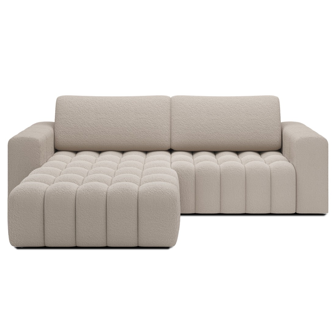 Canapé D'Angle Convertible Dory Beige 250 Cm Avec Coffre De Rangement Angle Droit