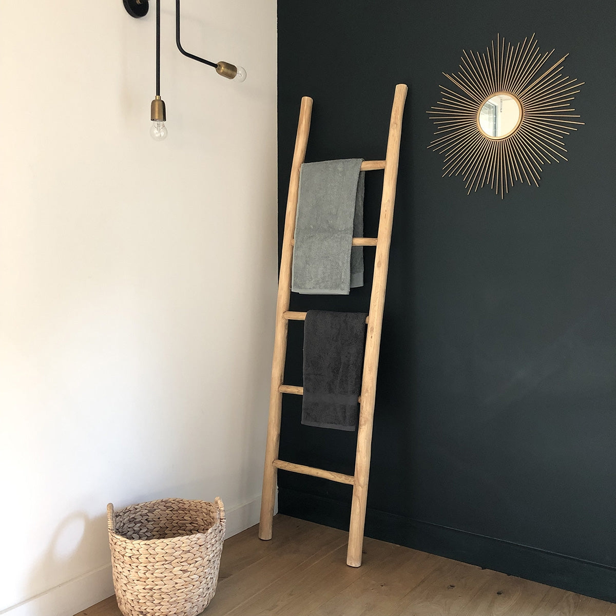 Berah Getah - Echelle Porte-serviette En Teck Massif 170 Cm