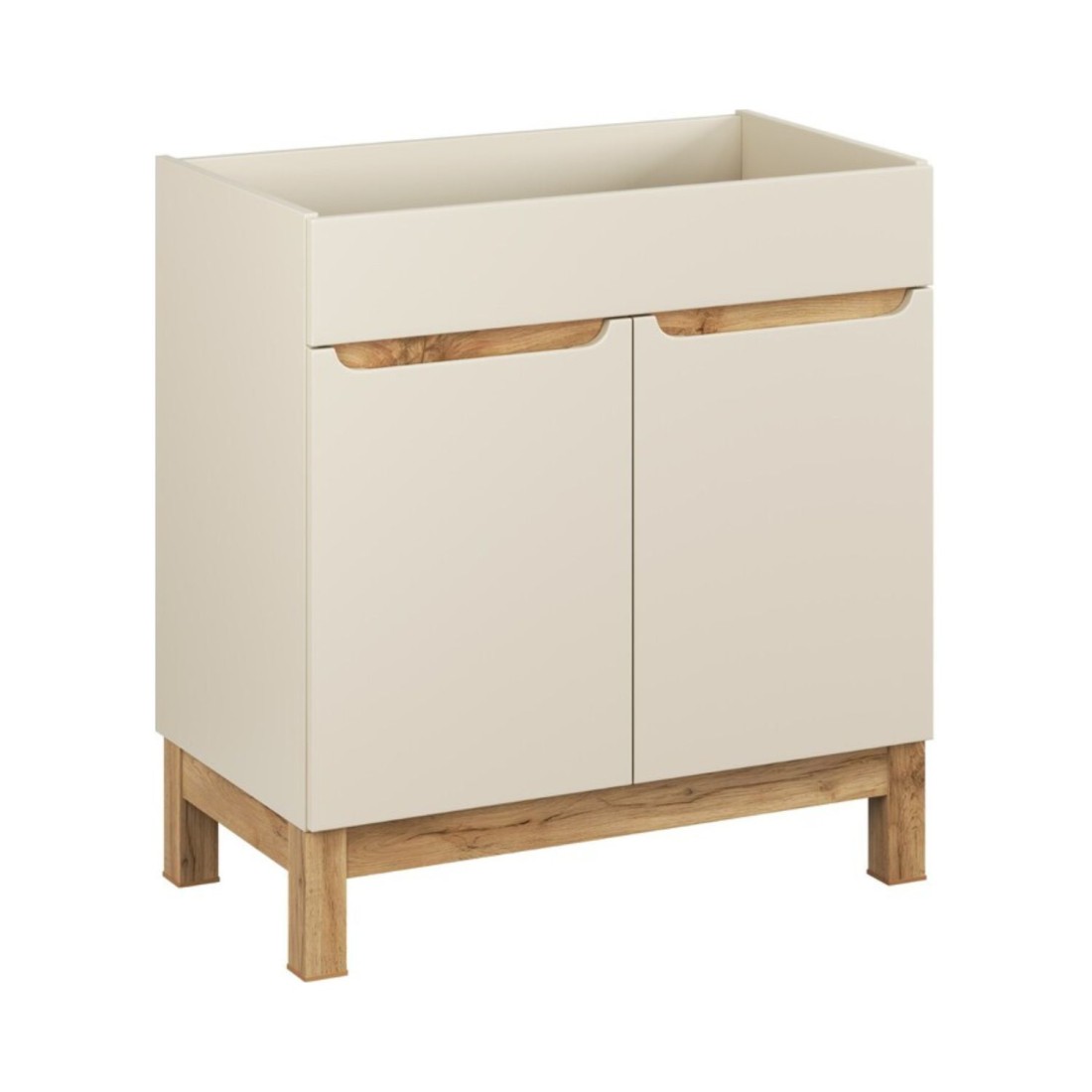 Meuble Sous Vasque Ermano - 2 Portes - Cachemire Et Chêne - L80 × H84 × P46 Cm - À Poser