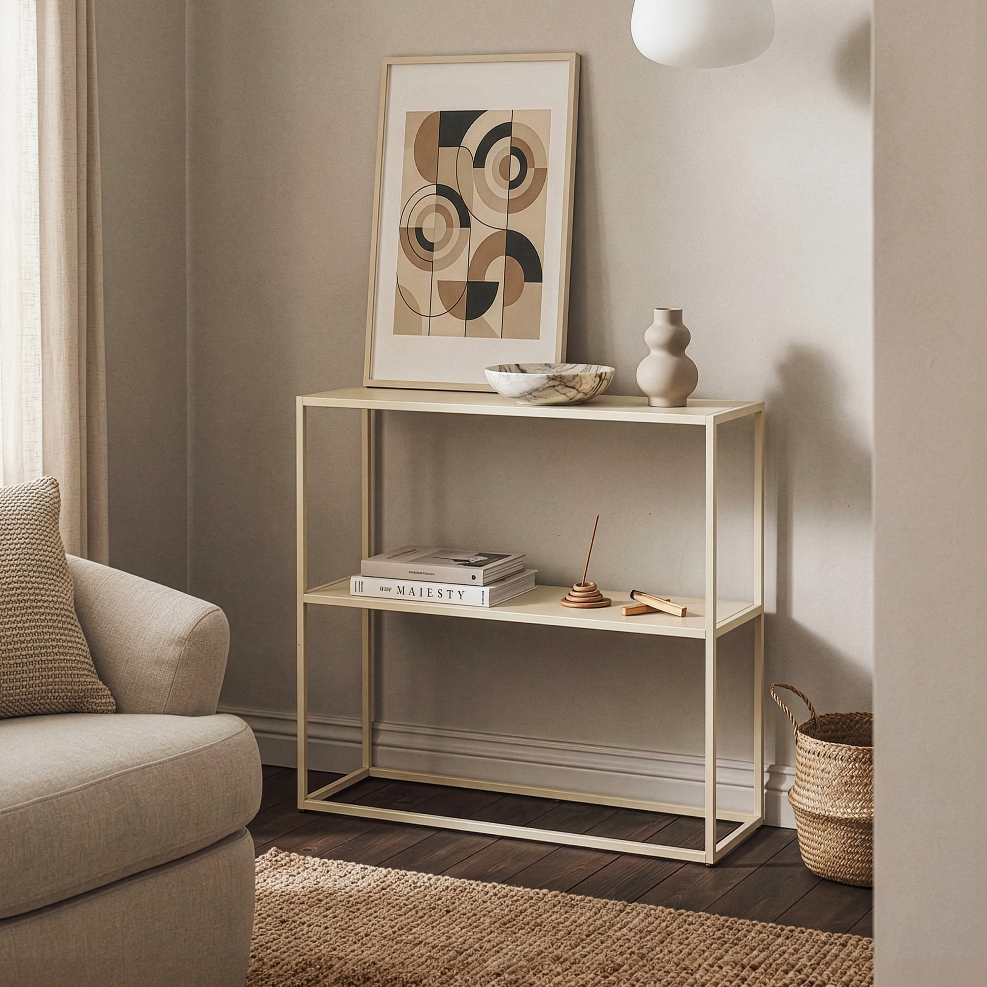Table Console Strömstad Avec 2 Surfaces De Rangement Acier 80 X