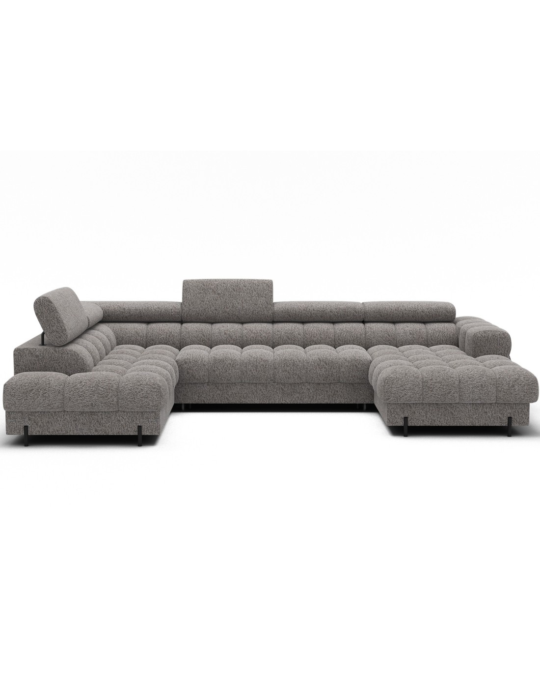 Canapé Panoramique Convertible Gris Chiné Angle Gauche Feraria 358x93x202cm
