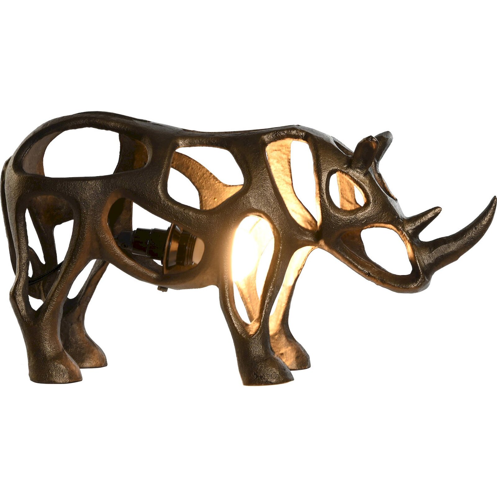 Lampe Salon Rhinocéros Doré Design En Aluminium - Doré Éclatant Effet Métallique
