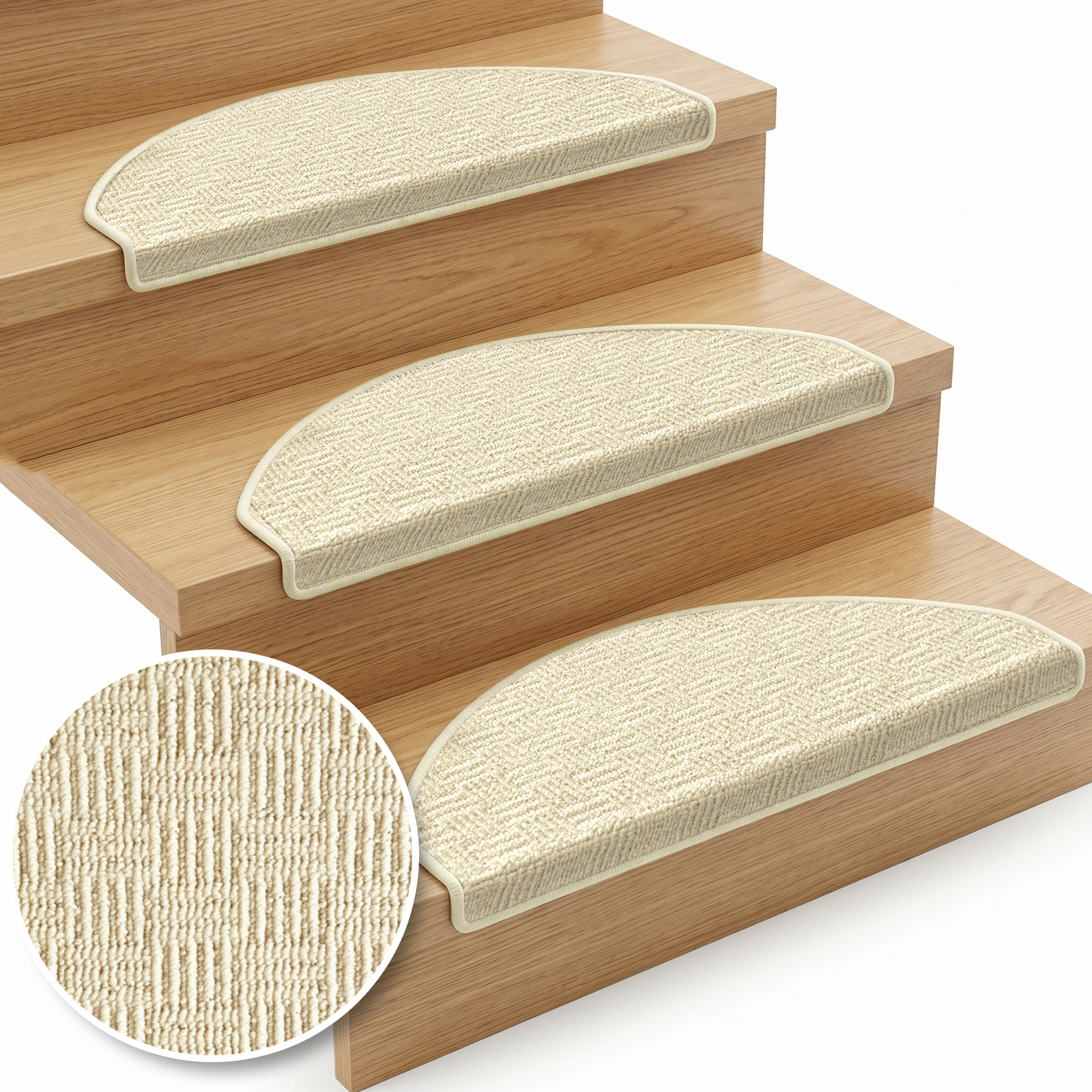 Tapis De Marche Monaco Demi-rond Crème
