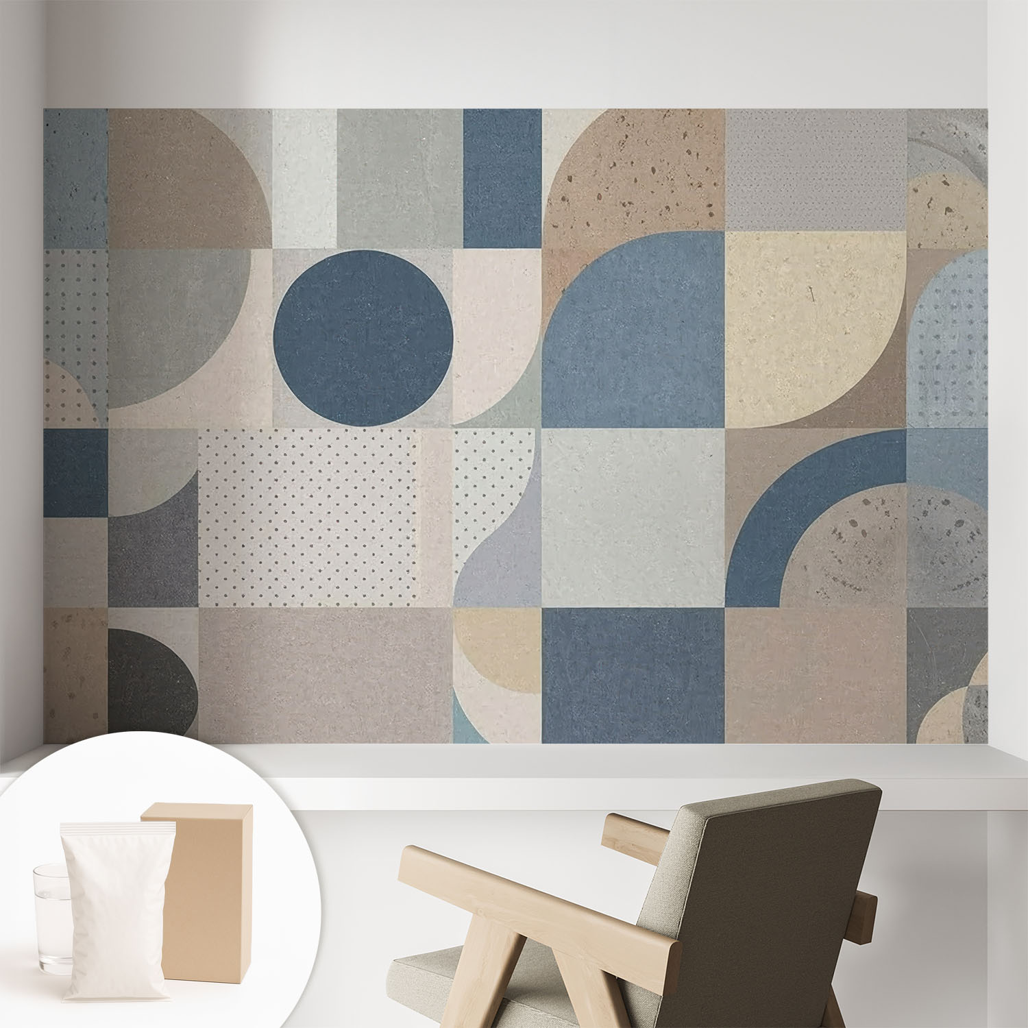 Papier Peint Intissé Pour Salon Chambre À Coucher Peint Imprimé Installation Facile - Colle Incluse Gratuite Mosaïque Géométrique 104x70 Cm