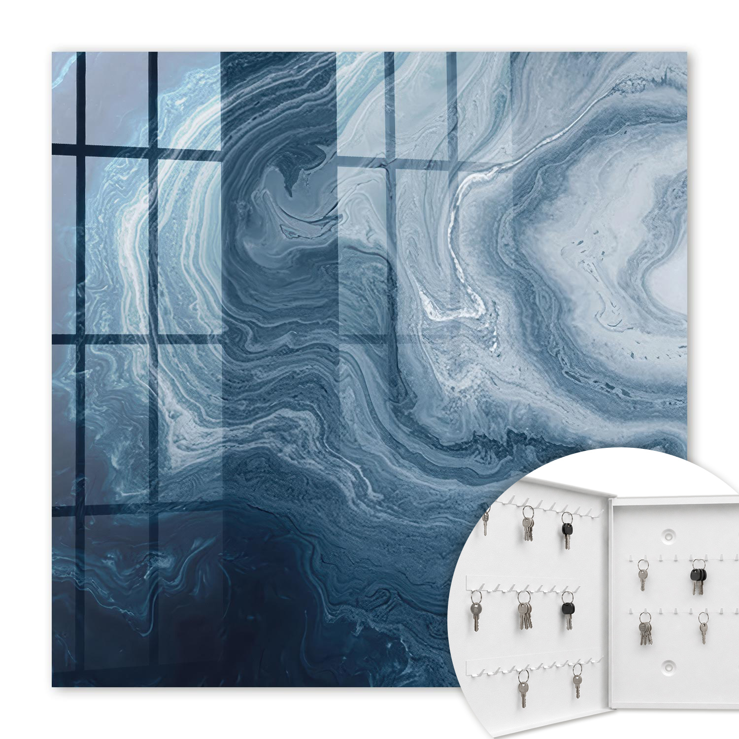 Armoire À Clés - (30 Cm X 30 Cm) - Boîte À Clés Murale - Coffret De Rangement Pour Clés - Couleur Blanche - Ouverture Vers La Gauche - Pour Maison Et Bureau - Vortex Cosmique