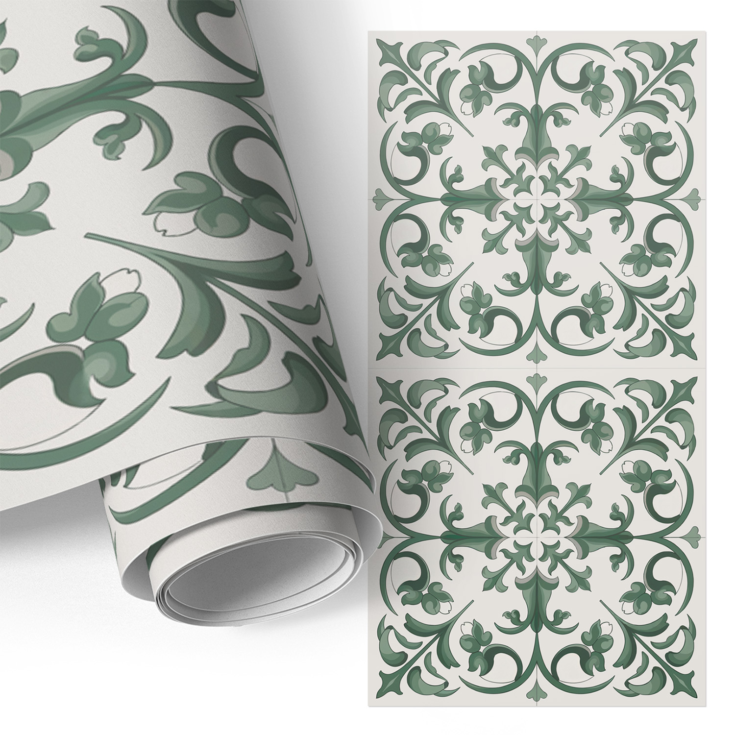Film Auto-adhésif - Adhésif Décoratif - Imperméable - Pour Meubles - Pour Portes Ornements Verts 65x130 Cm