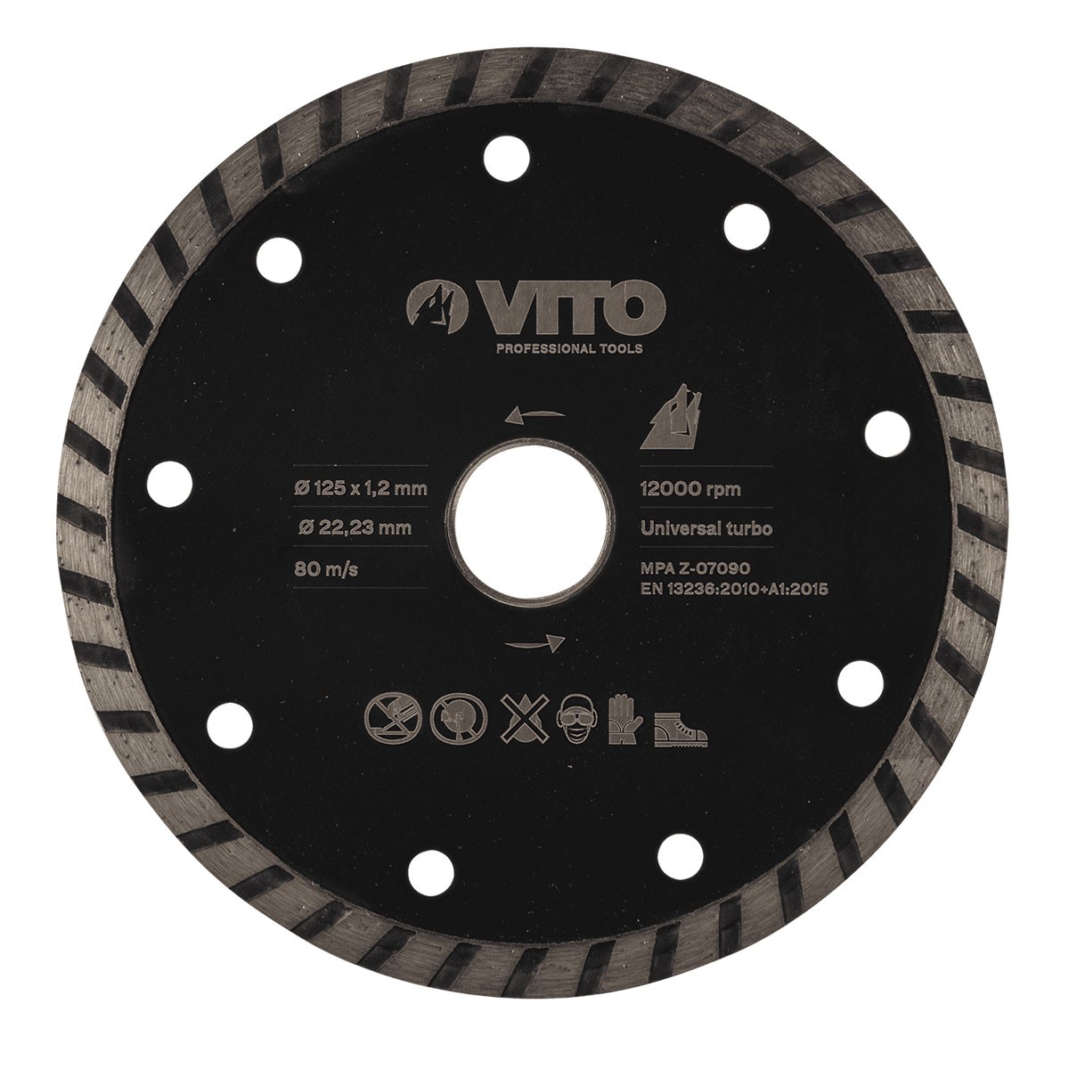 Vito - Disque Diamant 125 X 1,2 Mm Meuleuses Alesage 22.5mm Pierre Marbre Granit