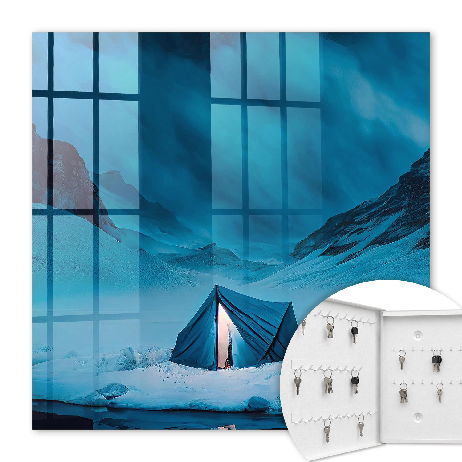 Armoire À Clés - (30 Cm X 30 Cm) - Boîte À Clés Murale - Coffret De Rangement Pour Clés - Couleur Blanche - Ouverture Vers La Gauche - Pour Maison Et Bureau - Nuit Bleue