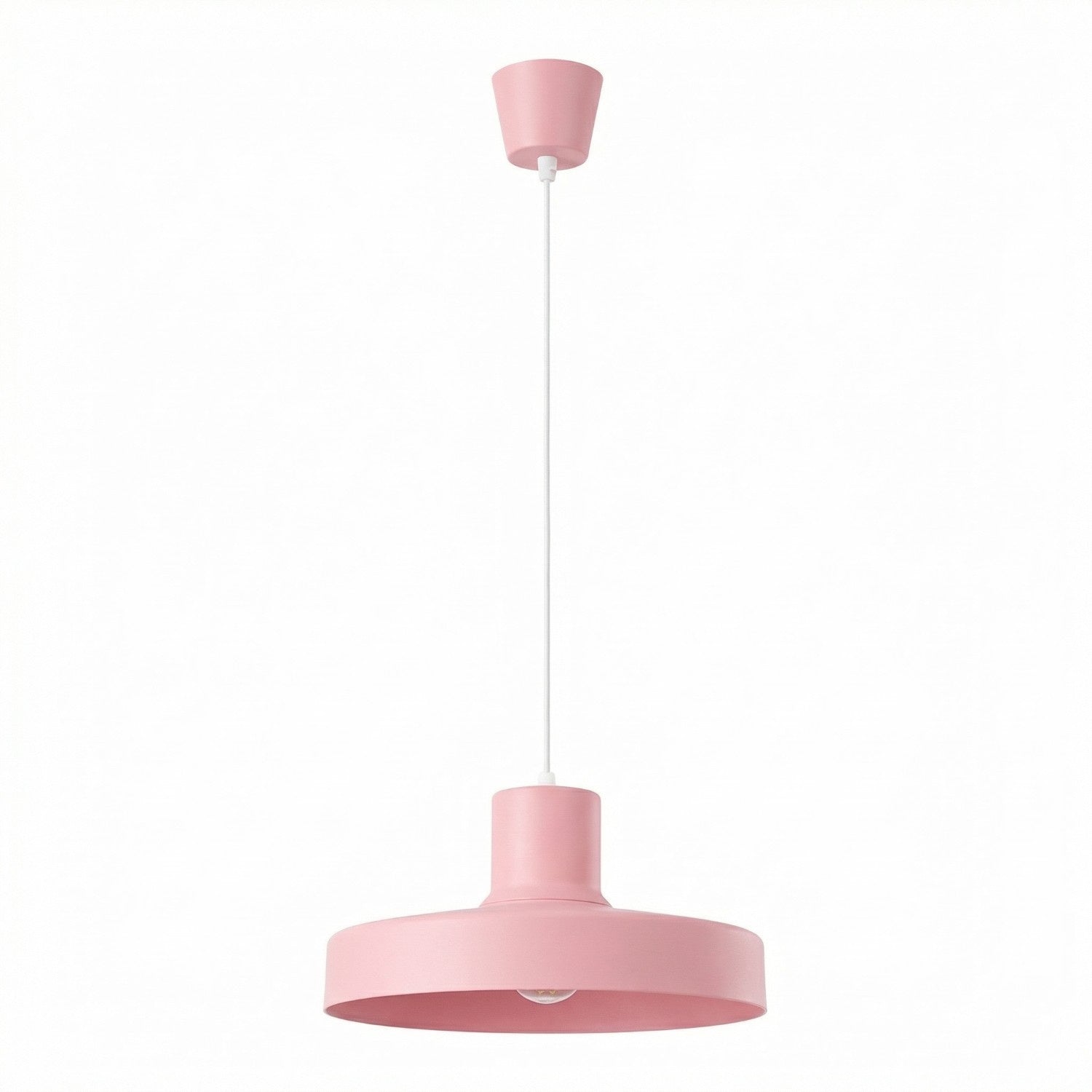 Suspension Rétro Rose Abat-jour Rond En Métal 1xe27 15w Bilo Sollux Lighting