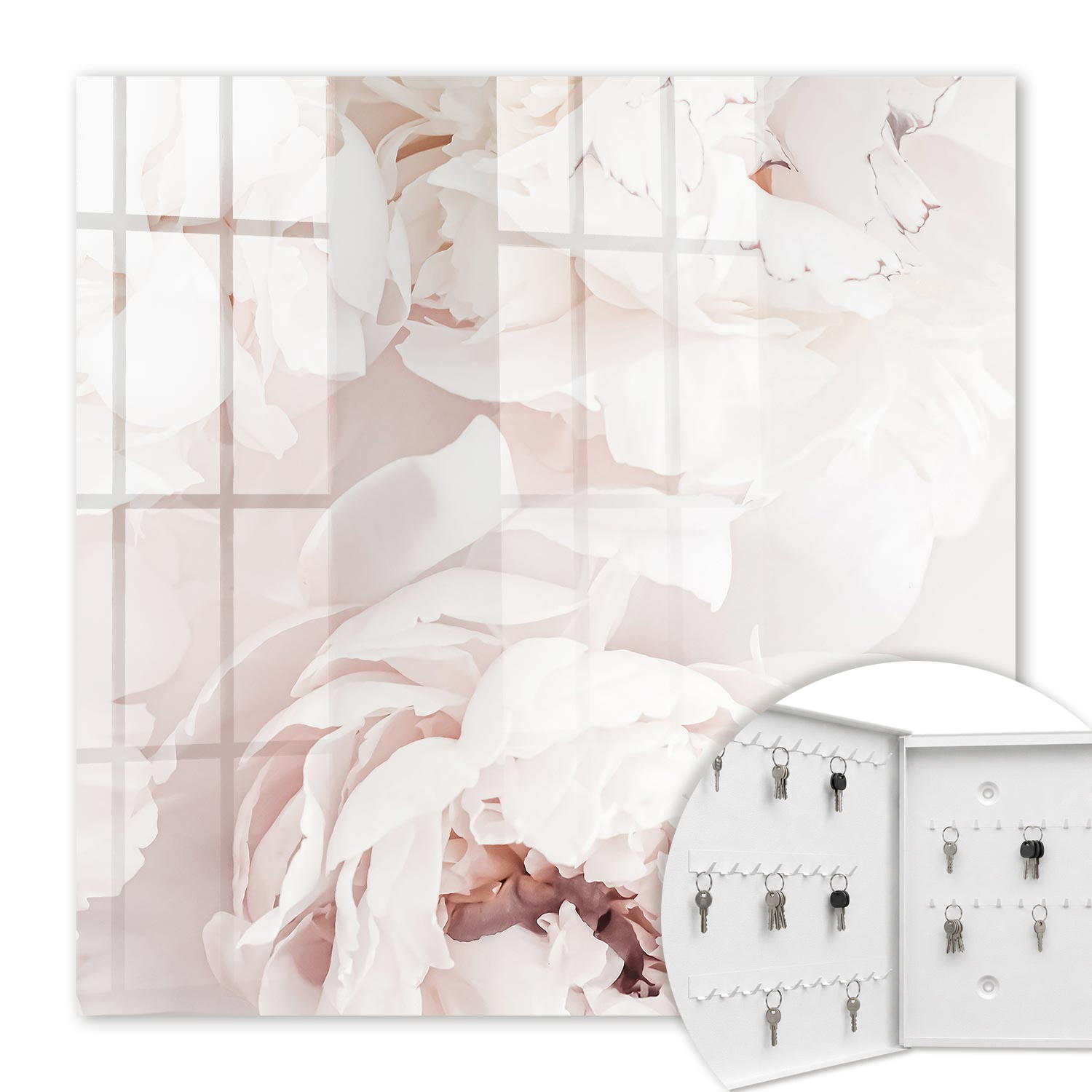 Armoire À Clés - (30 Cm X 30 Cm) - Boîte À Clés Murale - Coffret De Rangement Pour Clés - Couleur Blanche - Ouverture Vers La Gauche - Pour Maison Et Bureau - Élégance Subtile