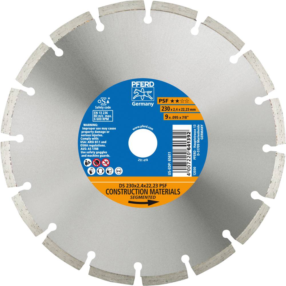 Pferd Tools 68023223 Ds Psf Disque À Tronçonner Diamanté Diamètre 230 Mm Ø De Perçage 22.23 Mm 1 Pc(s)