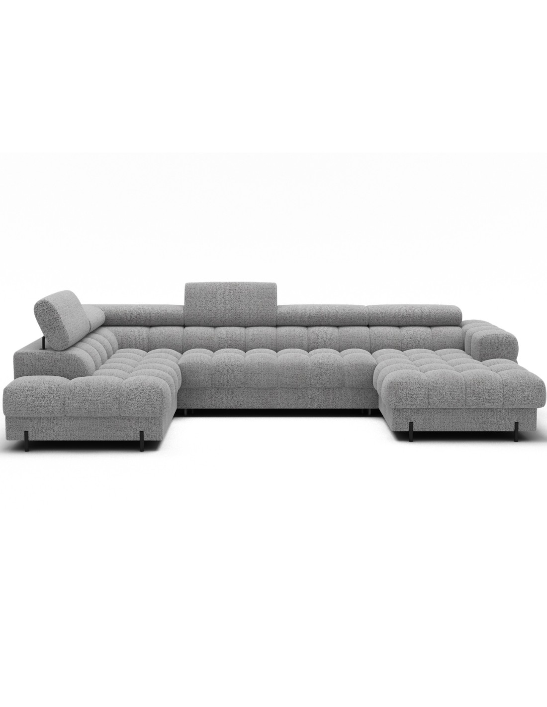 Canapé Panoramique Convertible Gris Clair Angle Gauche Feraria 358x93x202cm