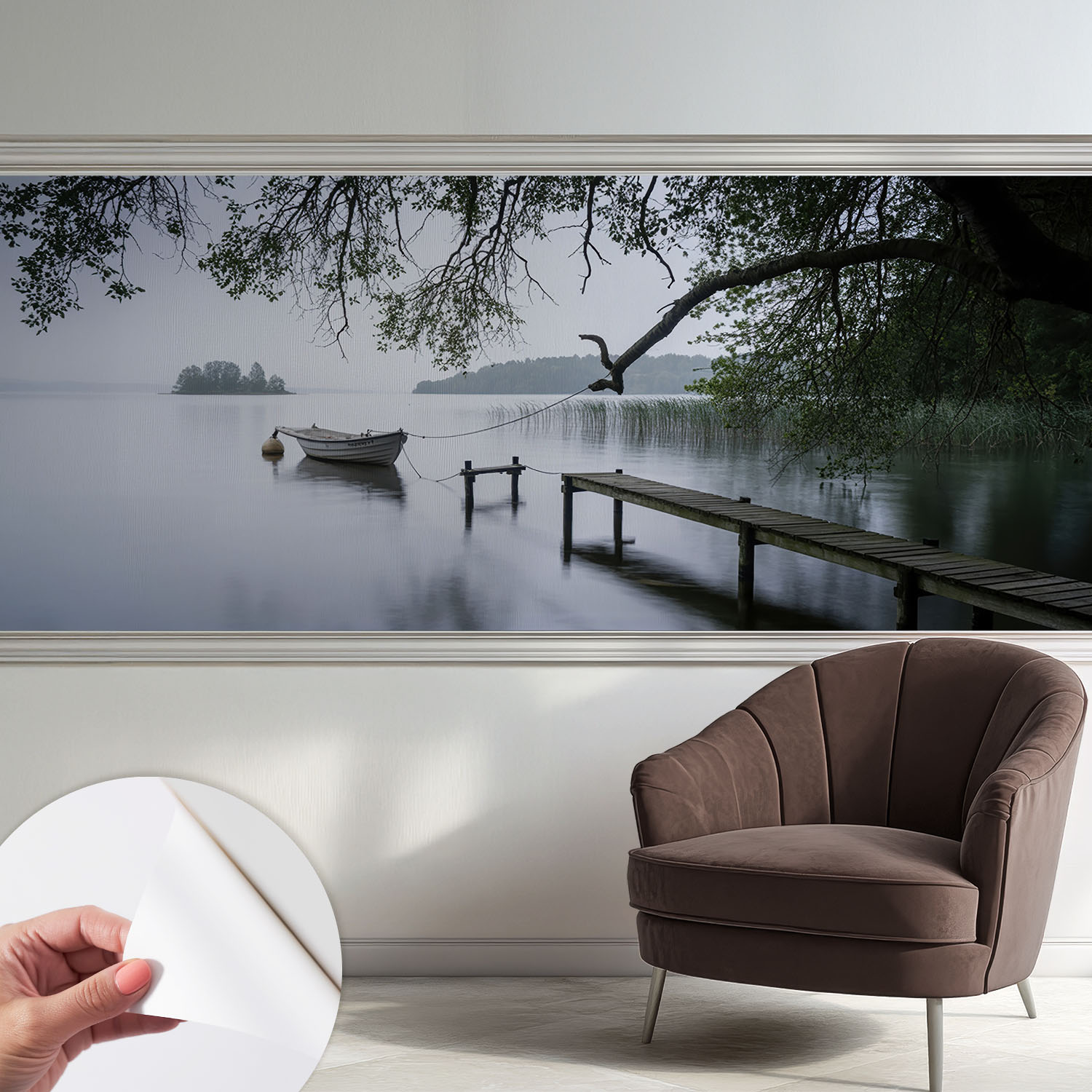 Papier Peint Autocollant À Motifs Décoratifs Pour Salon Chambre Et Bureau Décoration Murale Élégante Avec Colle Lac Paisible 250x104 Cm