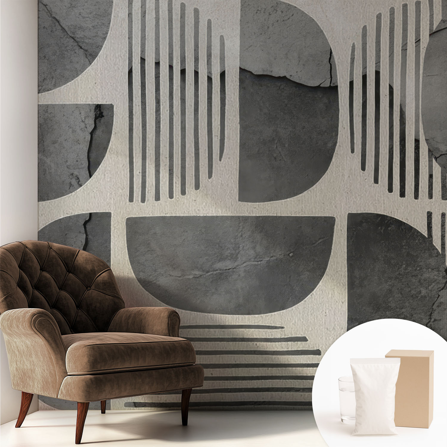 Papier Peint Intissé Décoratif Avec Motifs Pour Salon Et Chambre A Motif - Colle Incluse Gratuite Formes Géométriques 250x250 Cm