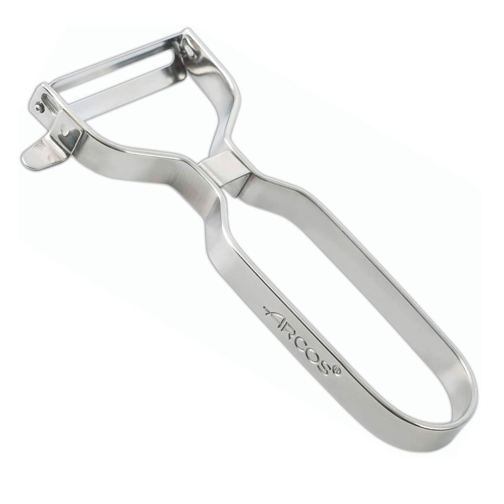 Eplucheur Professionnel 130mm En Acier Inoxydable Chrome Pour Eplucher Fruits Et Legumes. Ustensile De Cuisine Pour Coupes Fines. Gadget Chef Avec Design Ergonomique. Couleur Argent. - Arcos