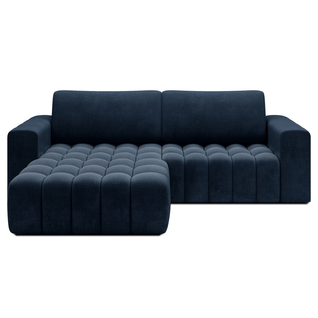 Canapé D'Angle Convertible Dory Bleu Foncé 250 Cm Avec Coffre De Rangement Angle Gauche