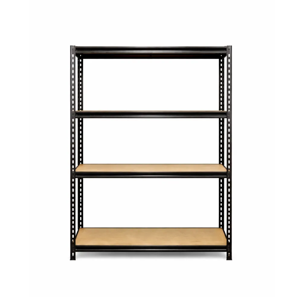 Étagère 4 Niveaux Noire 120x60x180cm - Charge 300kg Par Étagère - Acier & Mdf