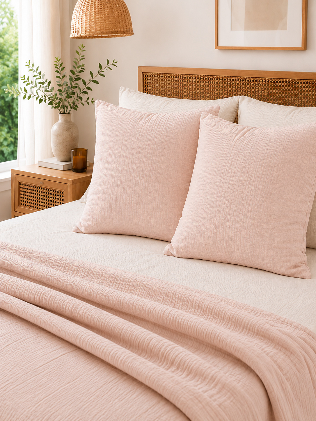 Lot De 2 Taies D'oreiller 60 X 60 Cm - Double Gaze De Coton - Gaïa Guimauve