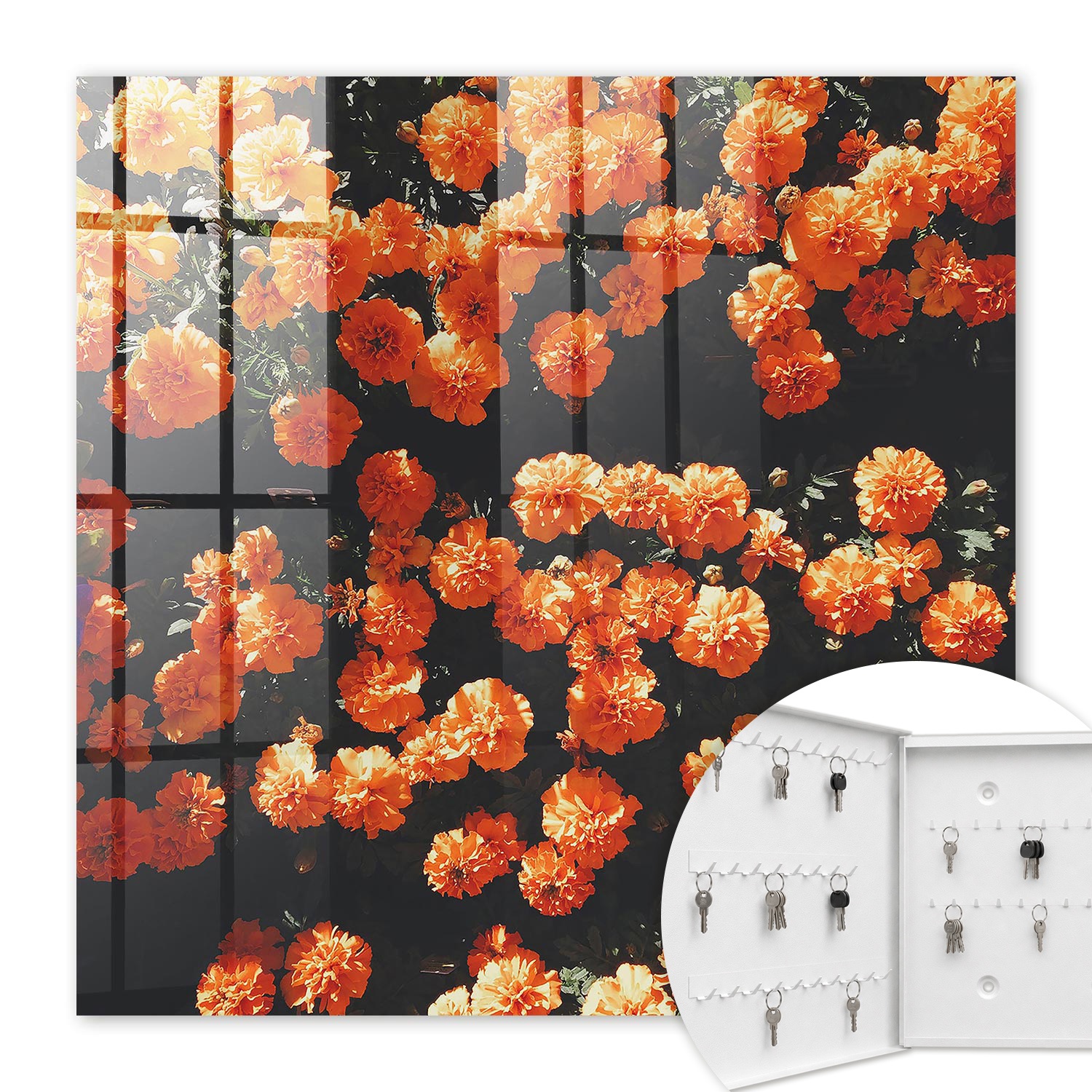 Armoire À Clés - (30 Cm X 30 Cm) - Boîte À Clés Murale - Coffret De Rangement Pour Clés - Couleur Blanche - Ouverture Vers La Gauche - Pour Maison Et Bureau - Abondance Florissante