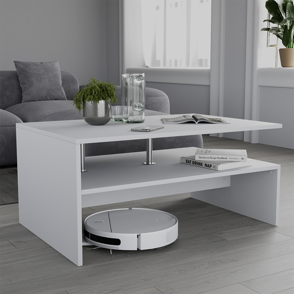 Table Basse Amato, Blanc, 90x52.6cm, Vicco
