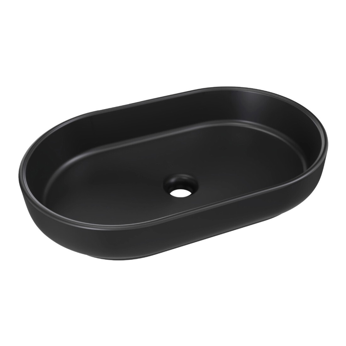 Vasque À Poser Ovale 55x35 Cm En Céramique Noire Mate
