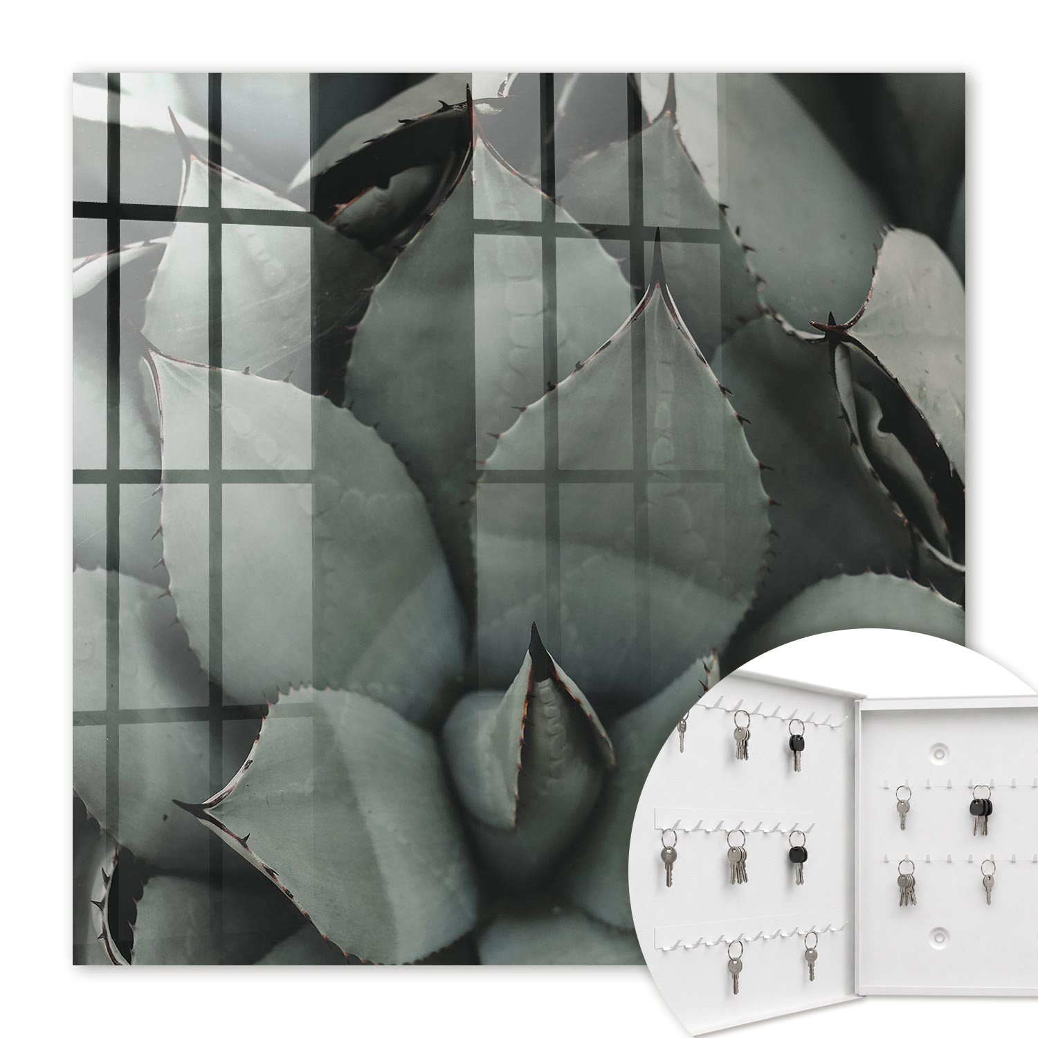 Armoire À Clés - (30 Cm X 30 Cm) - Boîte À Clés Murale - Coffret De Rangement Pour Clés - Couleur Blanche - Ouverture Vers La Gauche - Pour Maison Et Bureau - Élégance Végétale