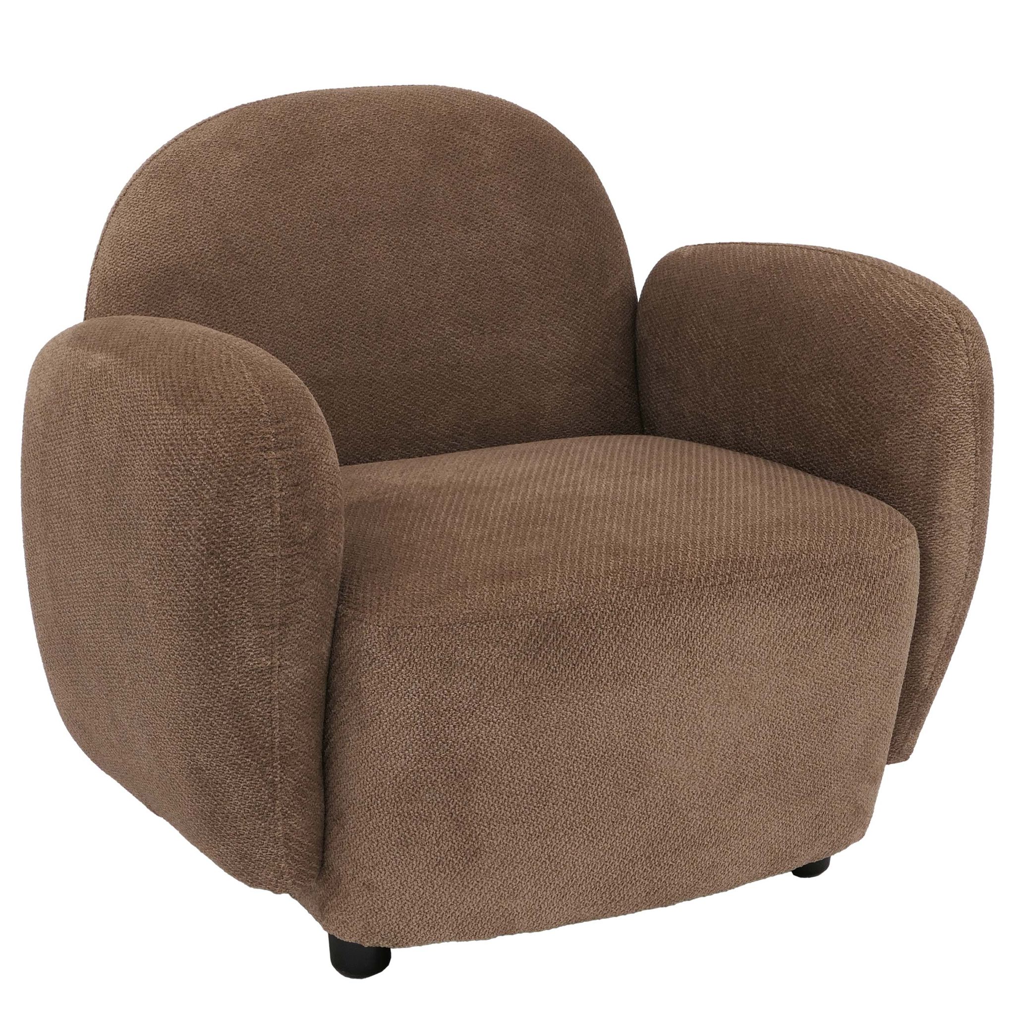 Fauteuil Lounge Design En Tissu Chenille Marron Fauteuil Relax Avec Accoudoirs Assise Rembourrée Confortable 04_0009028
