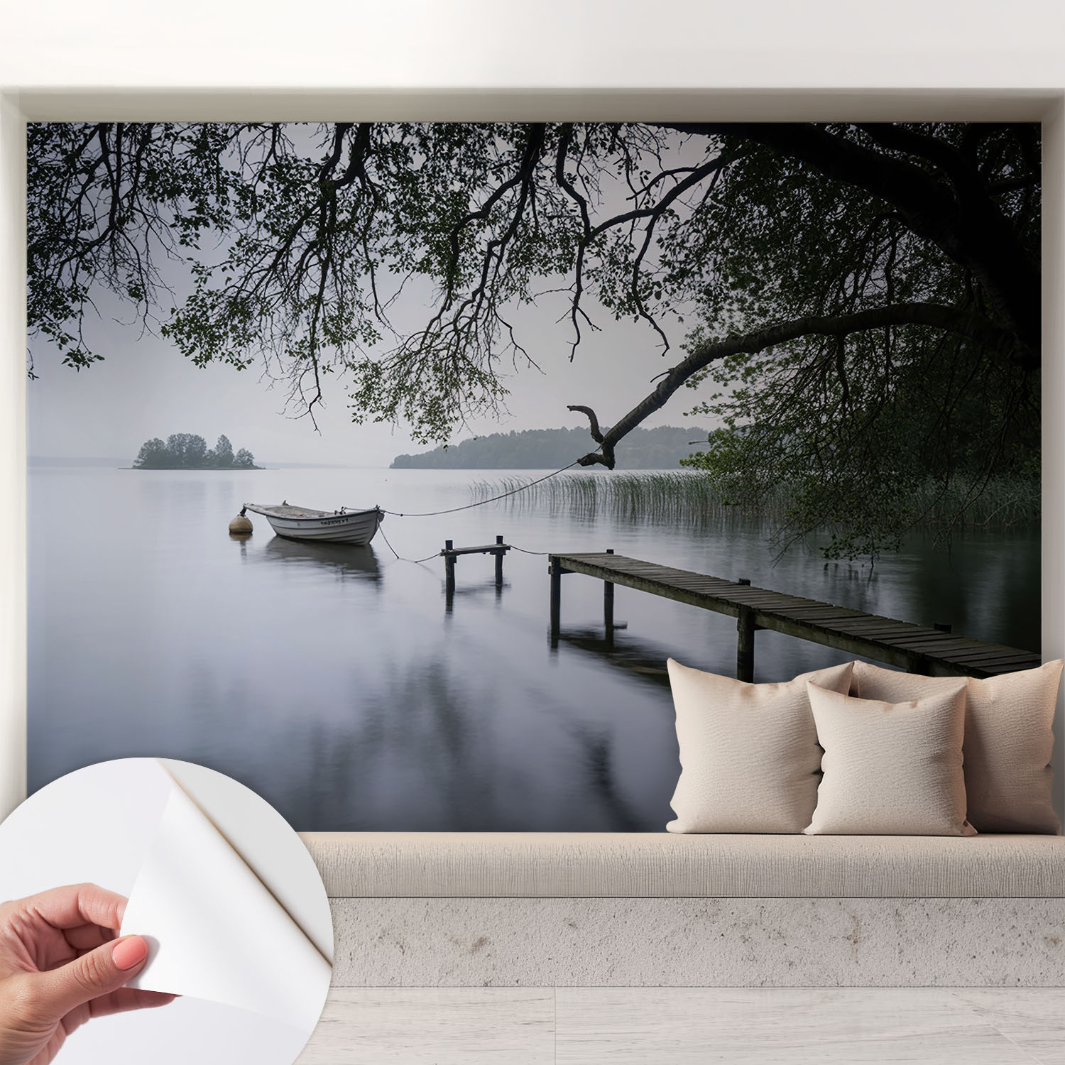 Papier Peint Autocollant À Motifs Décoratifs Pour Salon Chambre Et Bureau Décoration Murale Élégante Avec Colle Lac Paisible 208x146 Cm