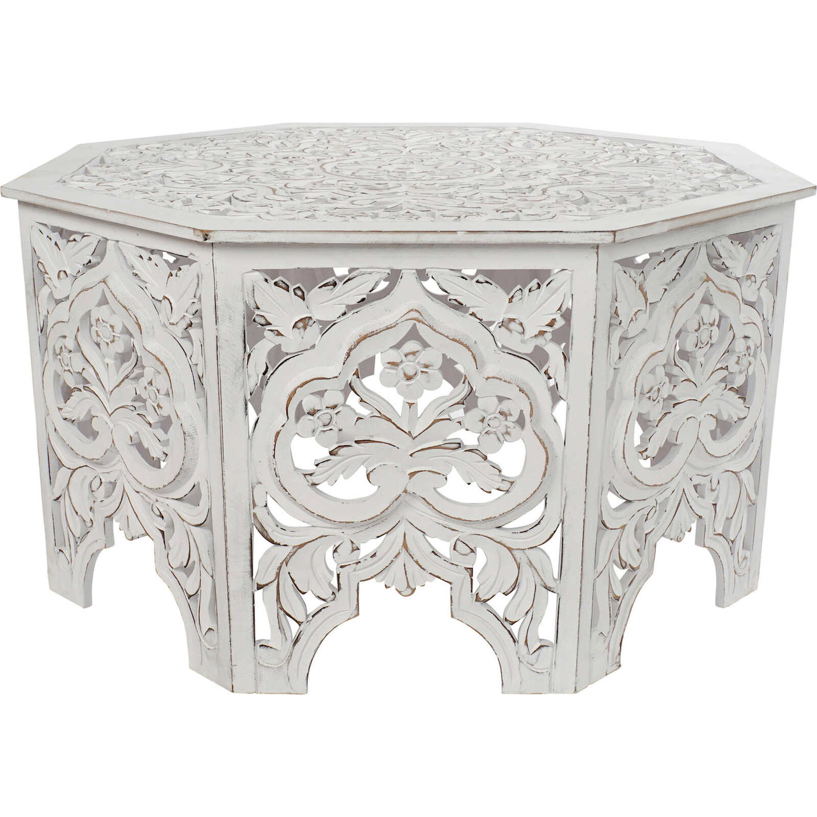 Table Basse Design Blanc Vieilli Élégante Et Raffinée - Blanc Vieilli Patiné